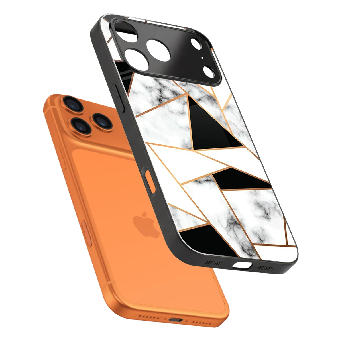 Monochrome Mosaic sleek iphone 17 pro cover with tempered glass back and TPU edges