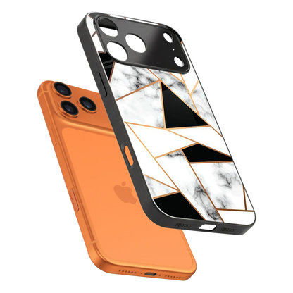 Monochrome Mosaic sleek iphone 17 pro cover with tempered glass back and TPU edges
