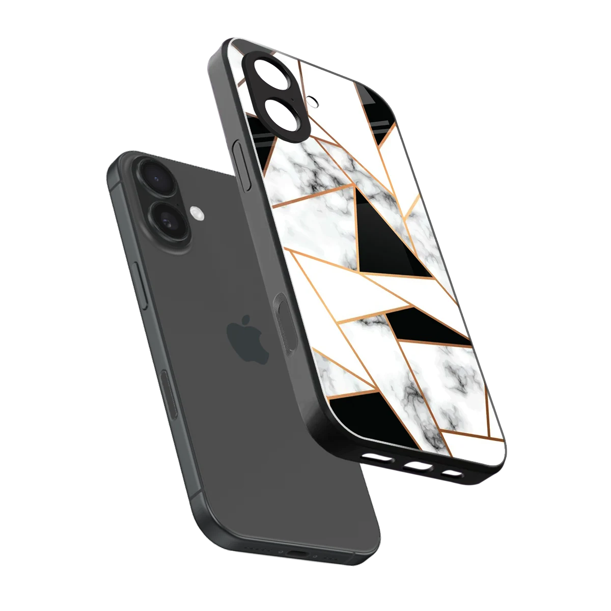 Monochrome Mosaic sleek iphone 17 cover with tempered glass back and TPU edges
