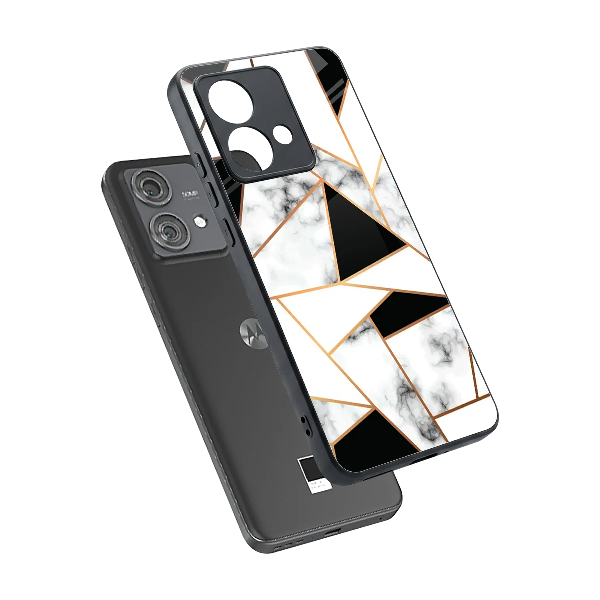 Monochrome Mosaic sleek motorola edge 40 neo 5g cover with tempered glass back and TPU edges