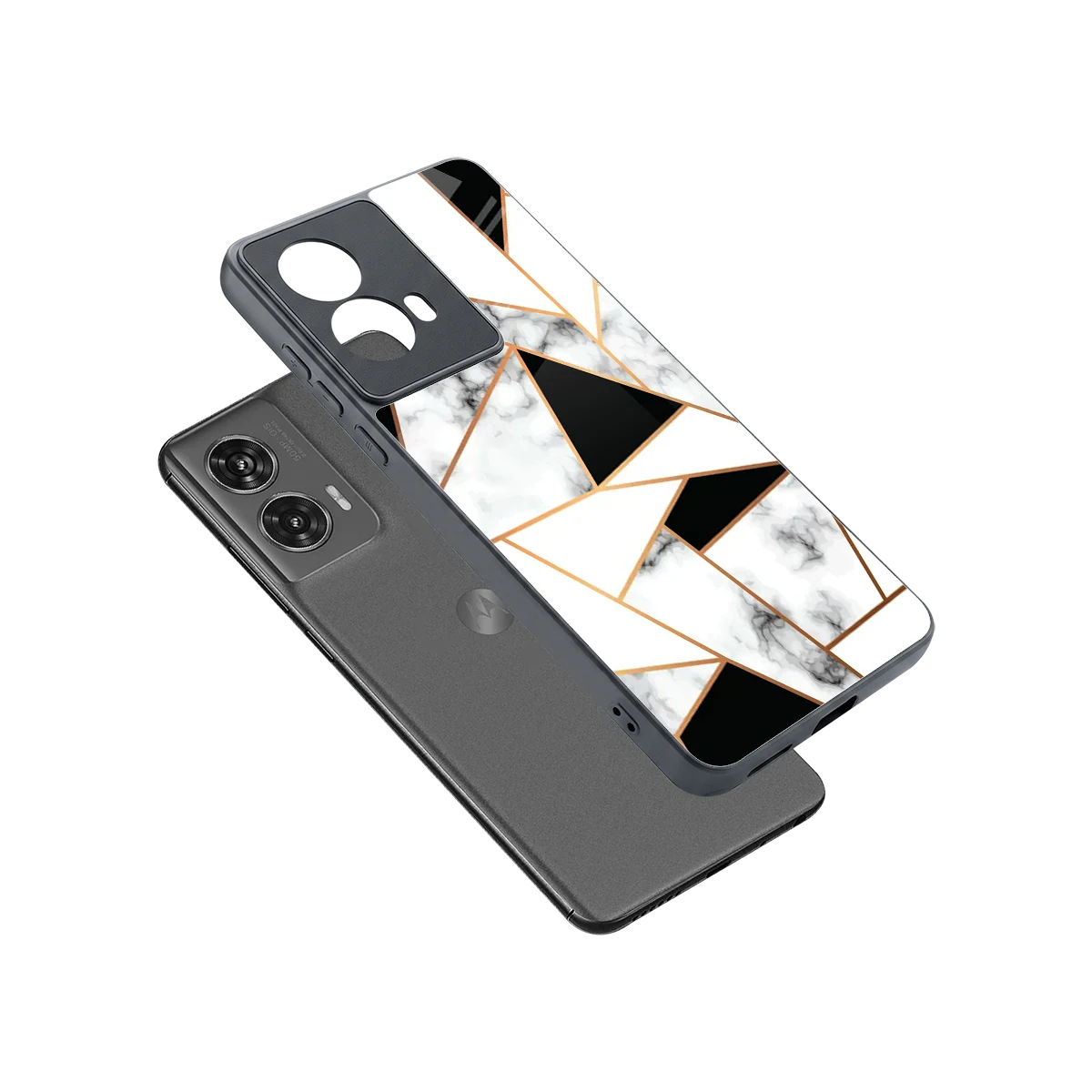 Monochrome Mosaic sleek motorola edge 50 fusion cover with tempered glass back and TPU edges