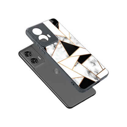 Monochrome Mosaic sleek motorola edge 50 fusion cover with tempered glass back and TPU edges