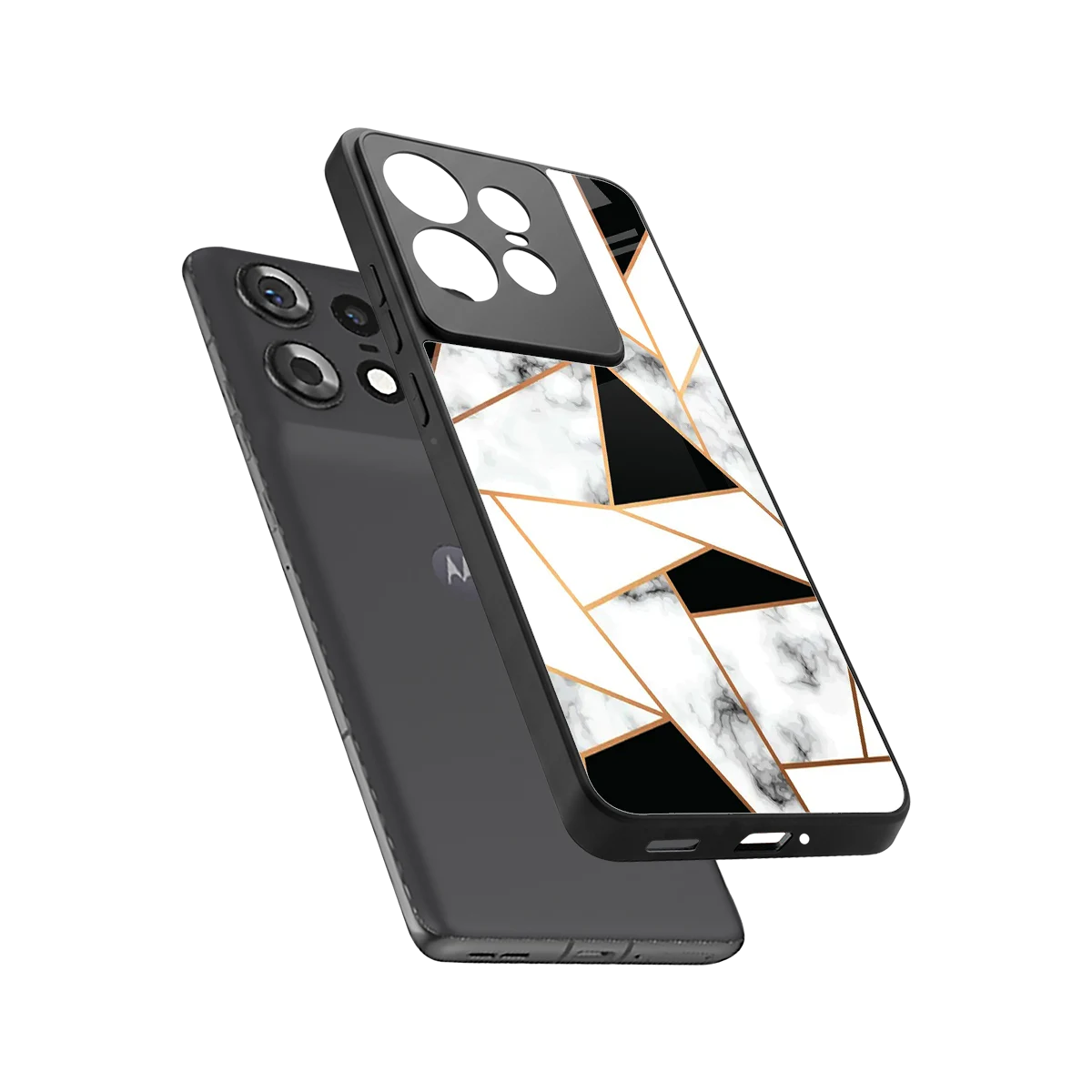 Monochrome Mosaic sleek motorola edge 50 pro cover with tempered glass back and TPU edges