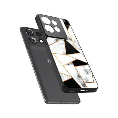 Monochrome Mosaic sleek motorola edge 50 pro cover with tempered glass back and TPU edges