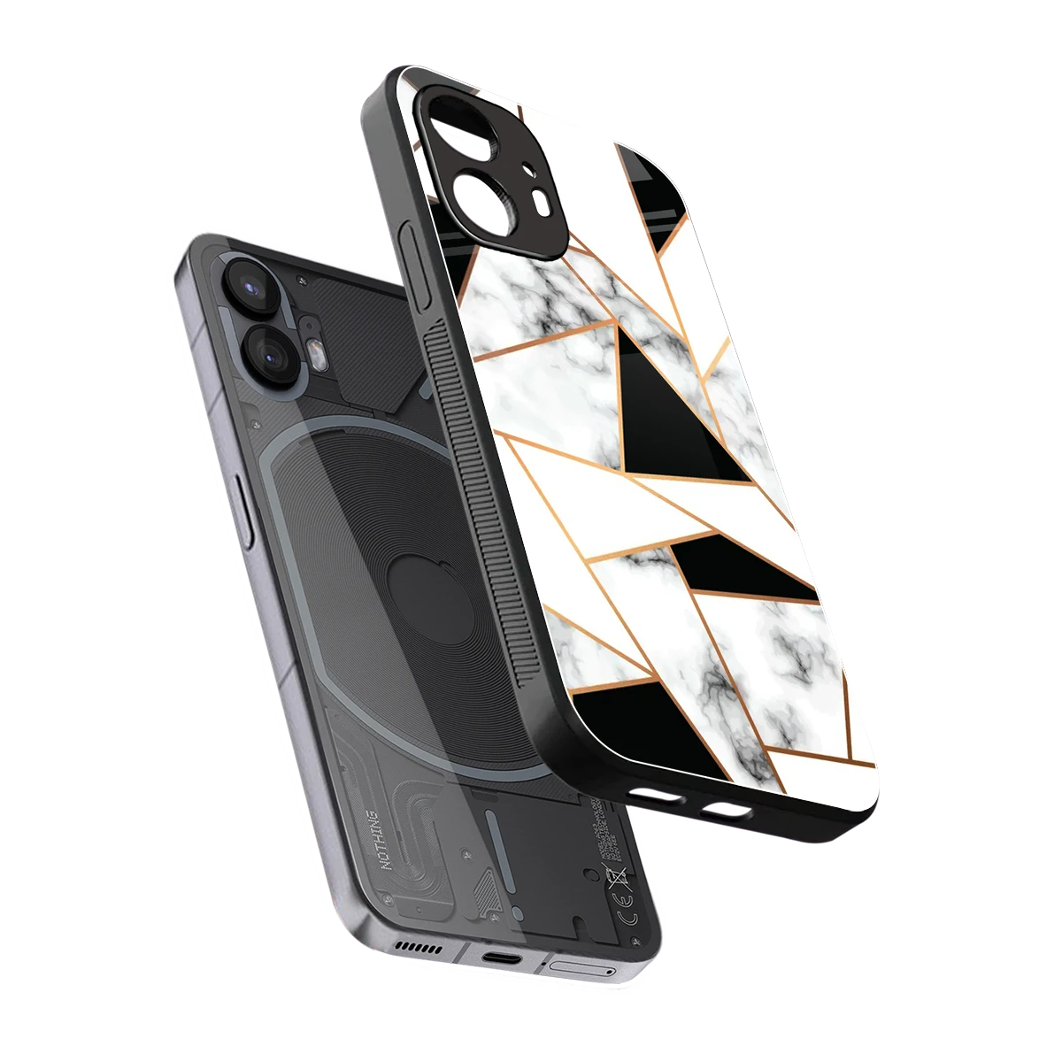 Monochrome Mosaic sleek nothing phone 2 cover with tempered glass back and TPU edges