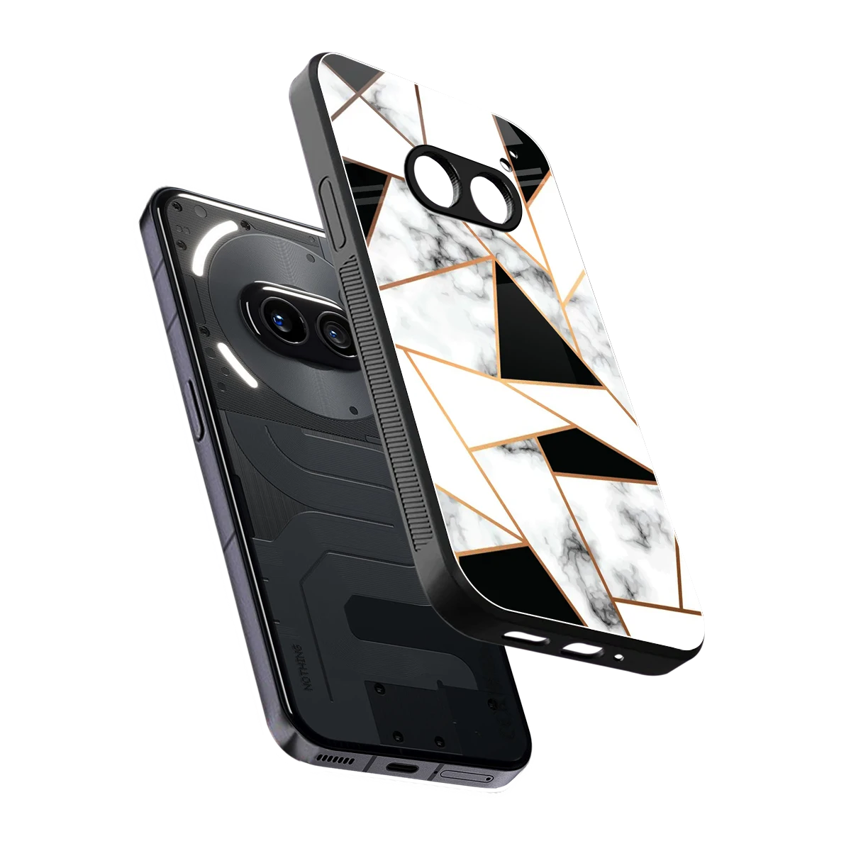 Monochrome Mosaic sleek nothing phone 2a plus cover with tempered glass back and TPU edges