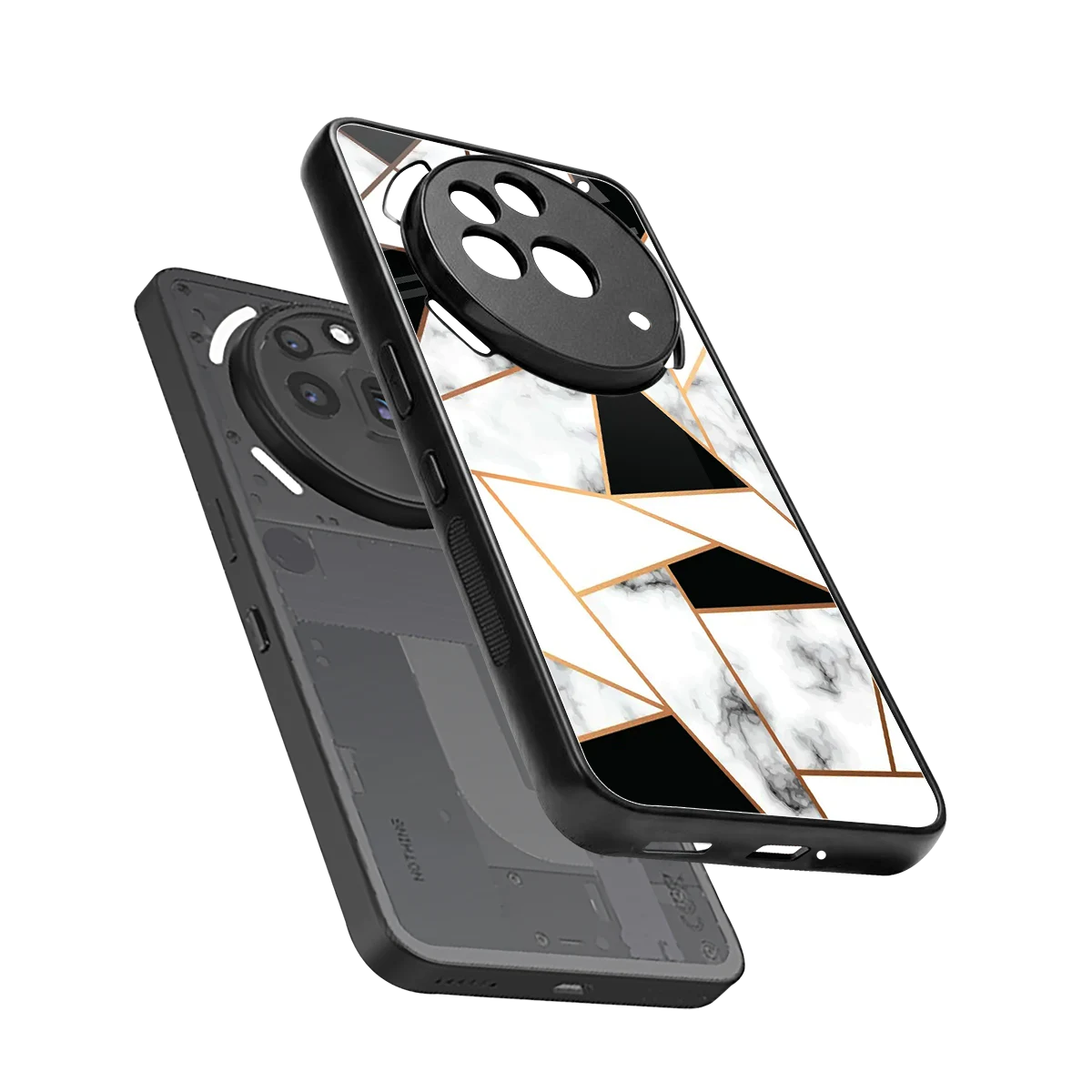 Monochrome Mosaic sleek nothing phone 3a pro cover with tempered glass back and TPU edges
