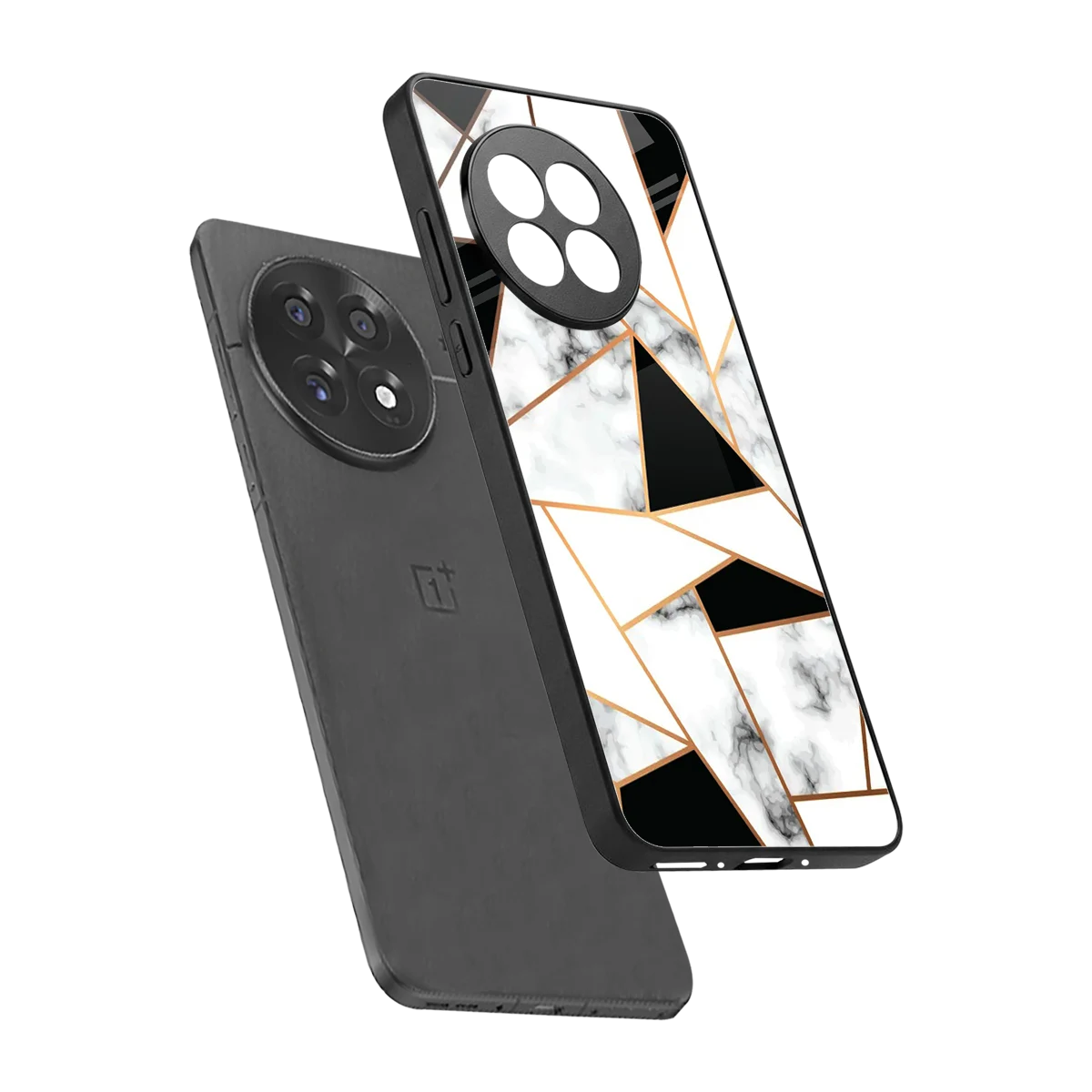 Monochrome Mosaic sleek oneplus 13r cover with tempered glass back and TPU edges