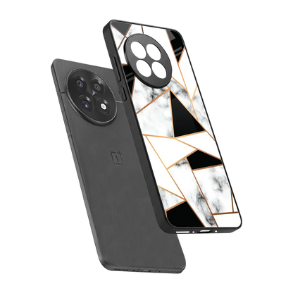Monochrome Mosaic sleek oneplus 13r cover with tempered glass back and TPU edges