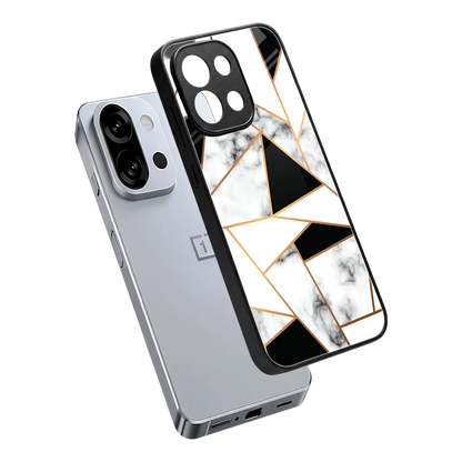 Monochrome Mosaic sleek oneplus 13s cover with tempered glass back and TPU edges