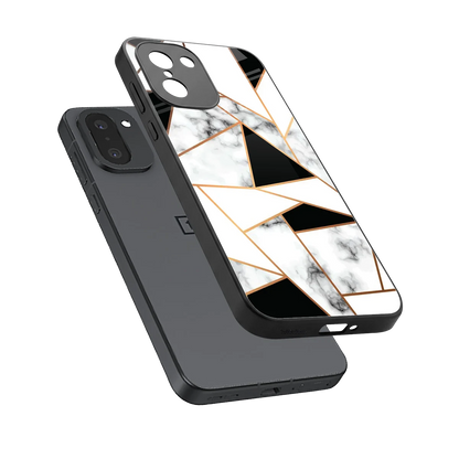 Monochrome Mosaic sleek oneplus 15r cover with tempered glass back and TPU edges