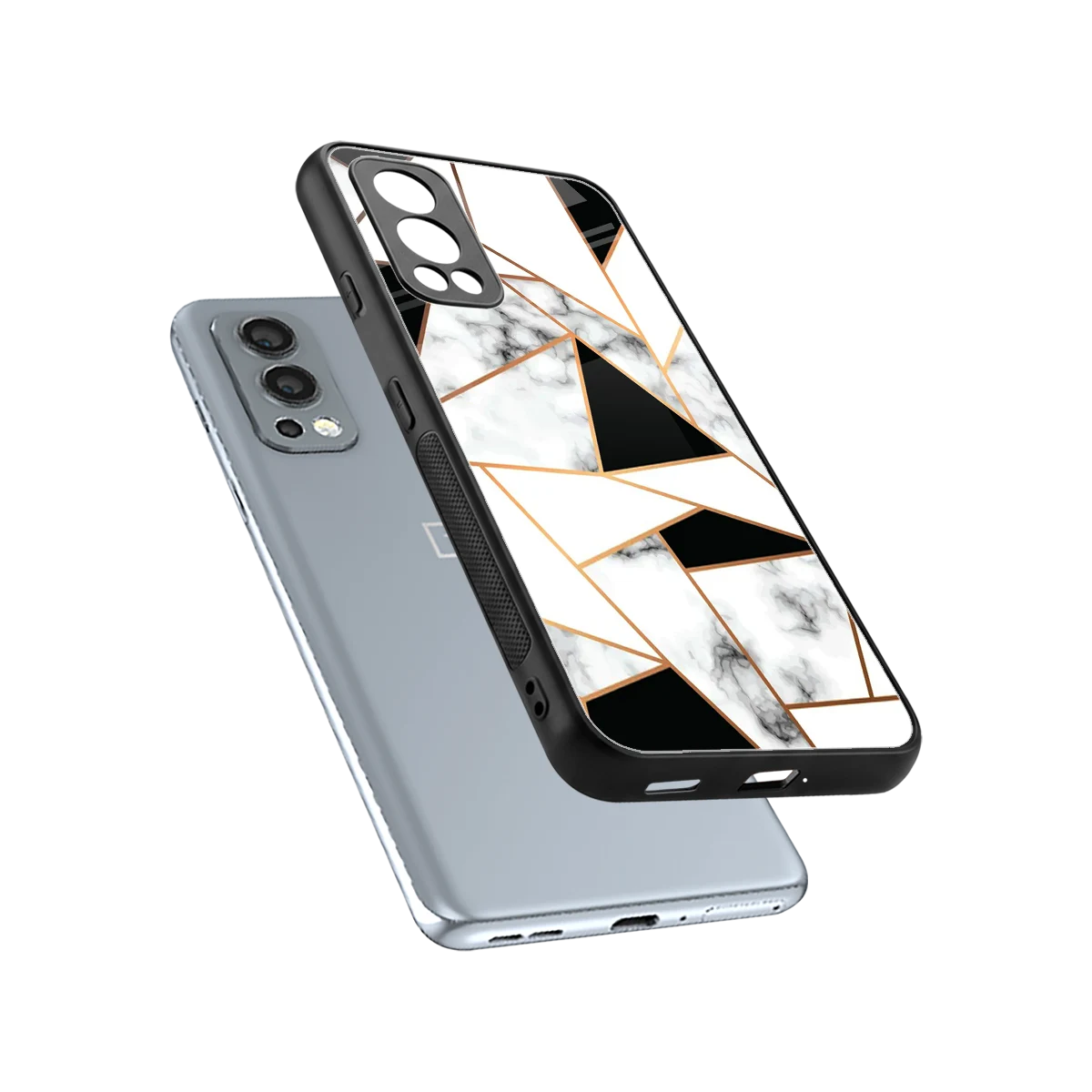 Monochrome Mosaic sleek oneplus nord 2 cover with tempered glass back and TPU edges