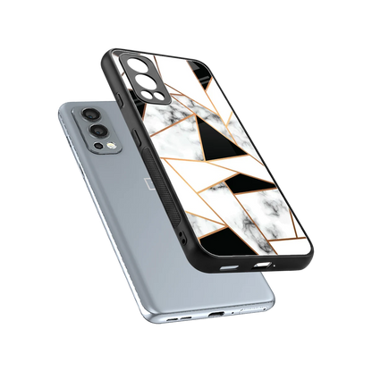 Monochrome Mosaic sleek oneplus nord 2 cover with tempered glass back and TPU edges