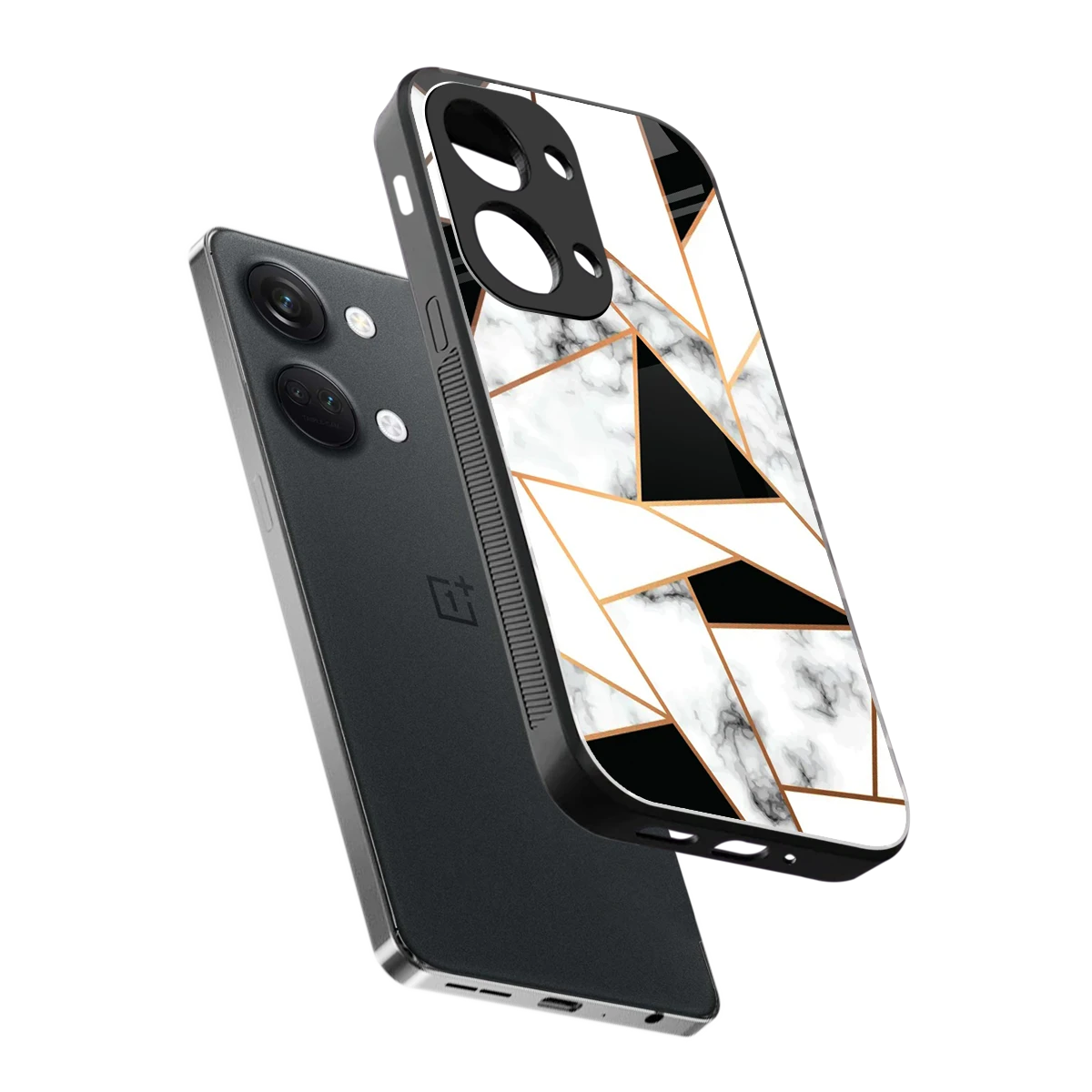 Monochrome Mosaic sleek oneplus nord 3 cover with tempered glass back and TPU edges