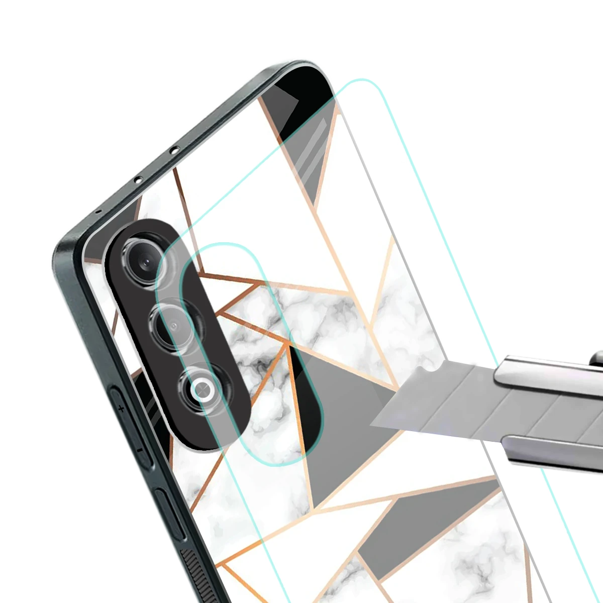 Monochrome Mosaic stylish phone case for oneplus nord ce 4 | glossy glass and slim fit