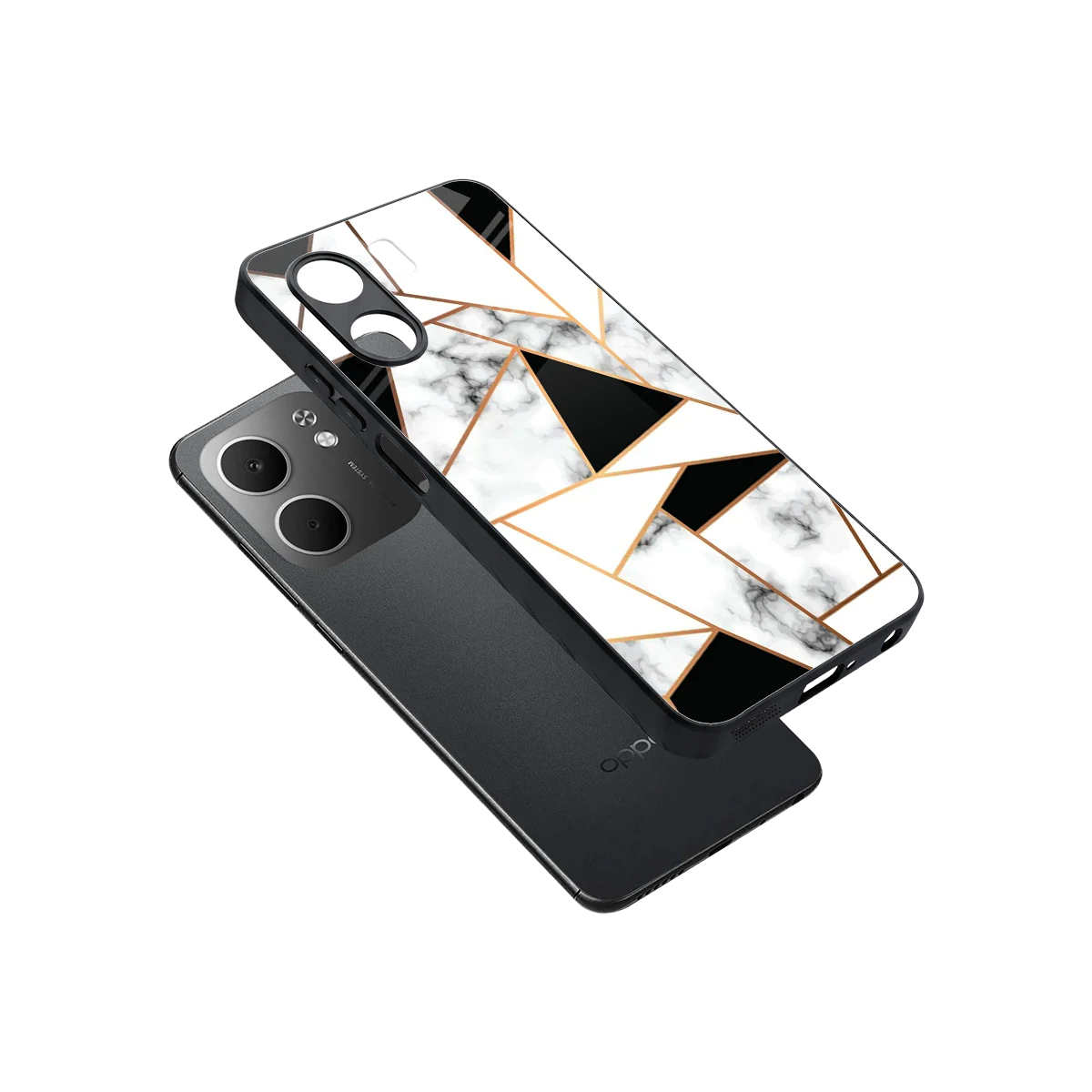 Monochrome Mosaic sleek oppo a5x 5g cover with tempered glass back and TPU edges
