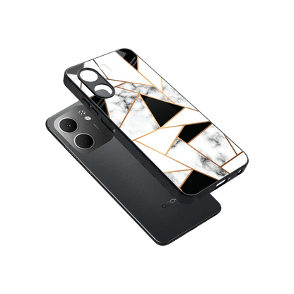Monochrome Mosaic sleek oppo a5x 5g cover with tempered glass back and TPU edges