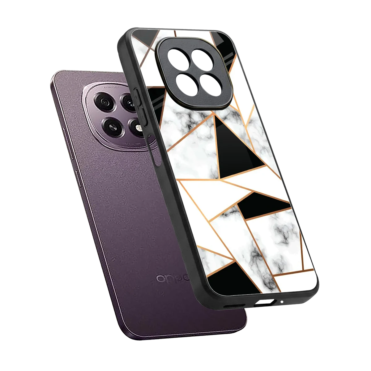 Monochrome Mosaic sleek oppo f29 5g cover with tempered glass back and TPU edges