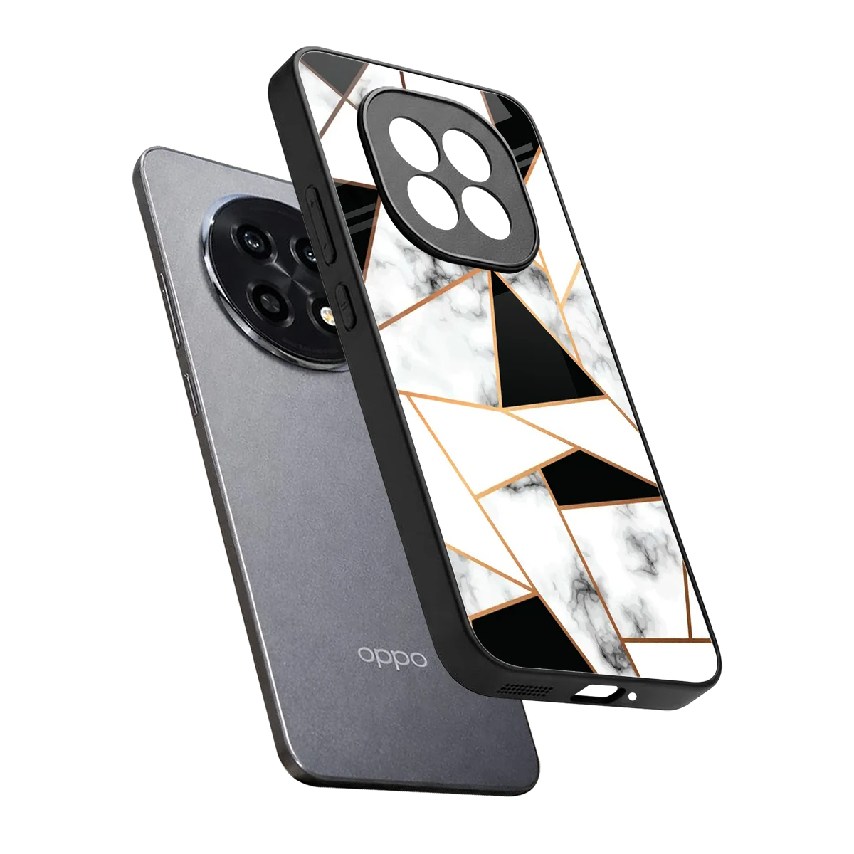 Monochrome Mosaic sleek oppo f29 pro 5g cover with tempered glass back and TPU edges