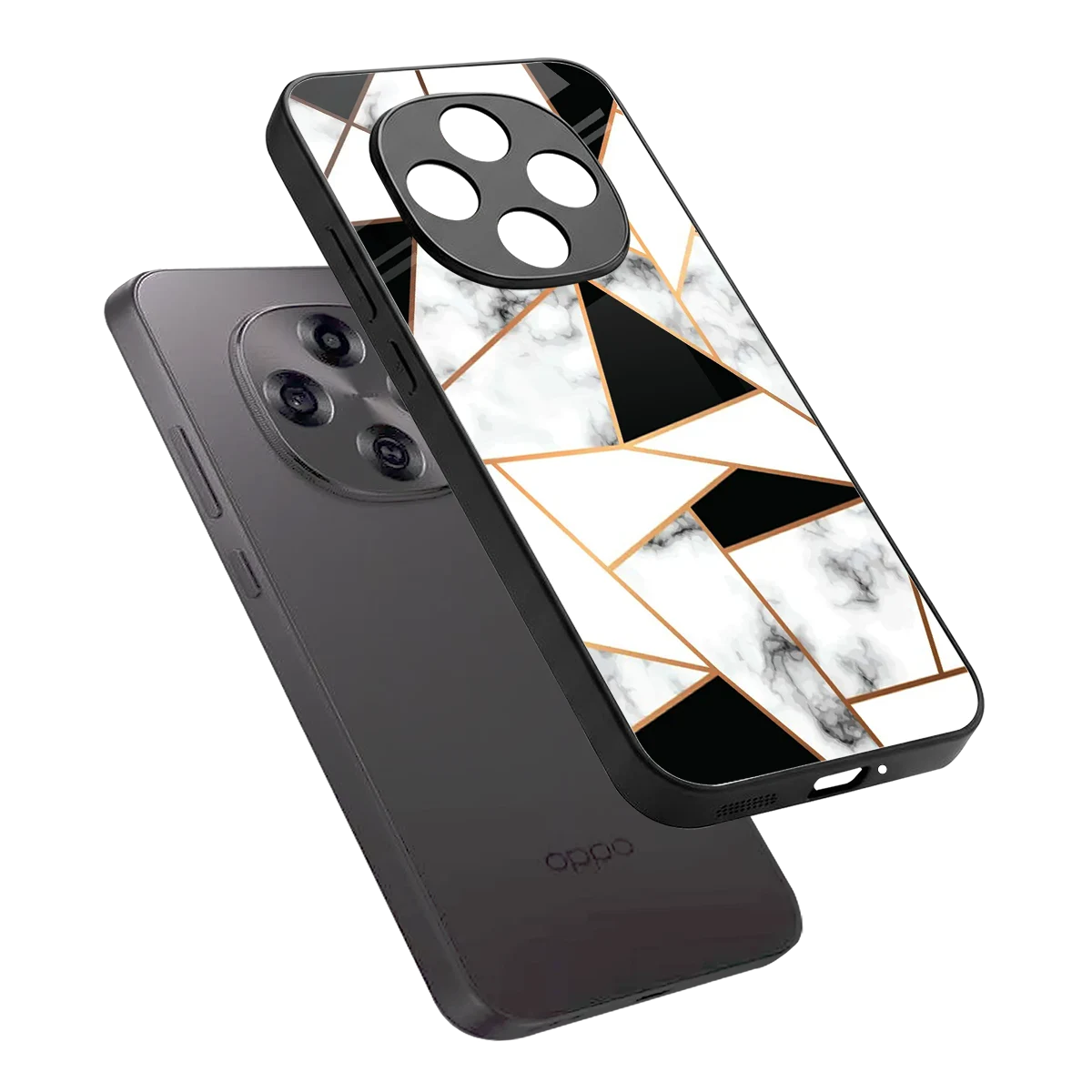 Monochrome Mosaic sleek oppo f31 pro 5g cover with tempered glass back and TPU edges