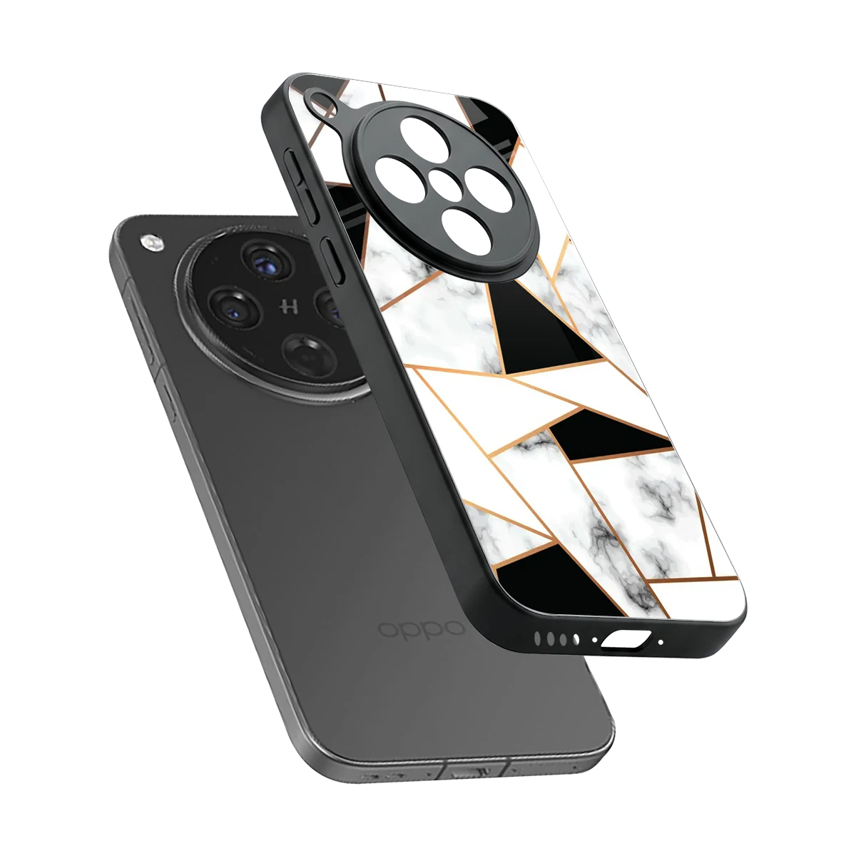 Monochrome Mosaic sleek oppo find x8 cover with tempered glass back and TPU edges