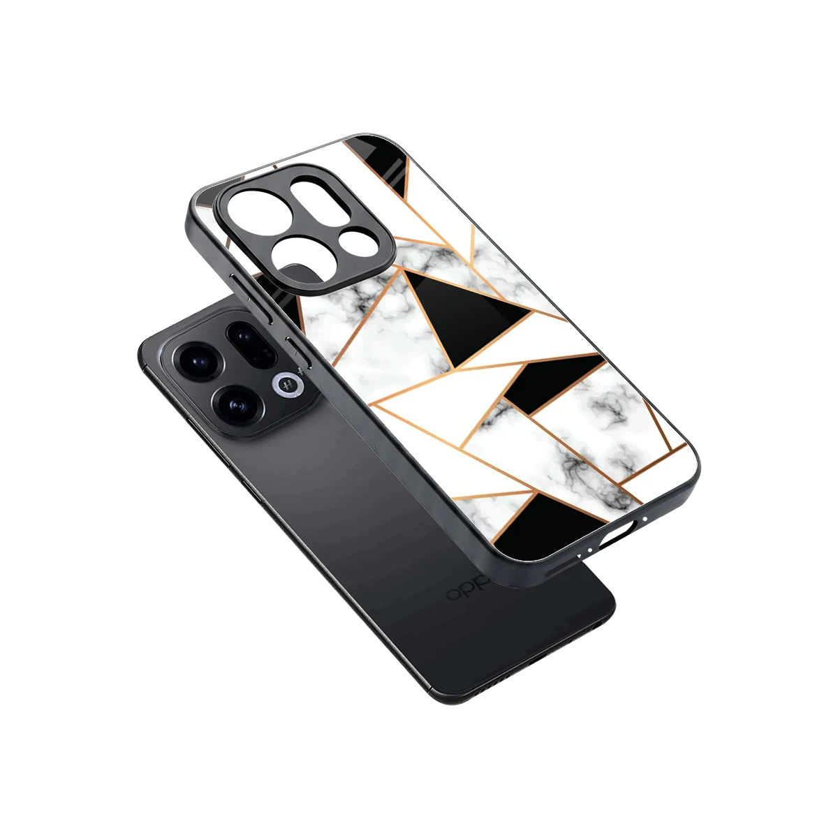 Monochrome Mosaic sleek oppo find x9 cover with tempered glass back and TPU edges