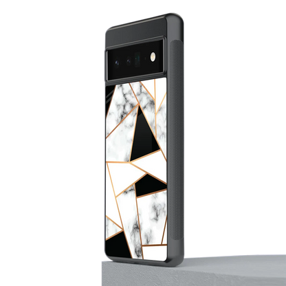 Monochrome Mosaic stylish phone case for google pixel 6 pro | glossy glass and slim fit