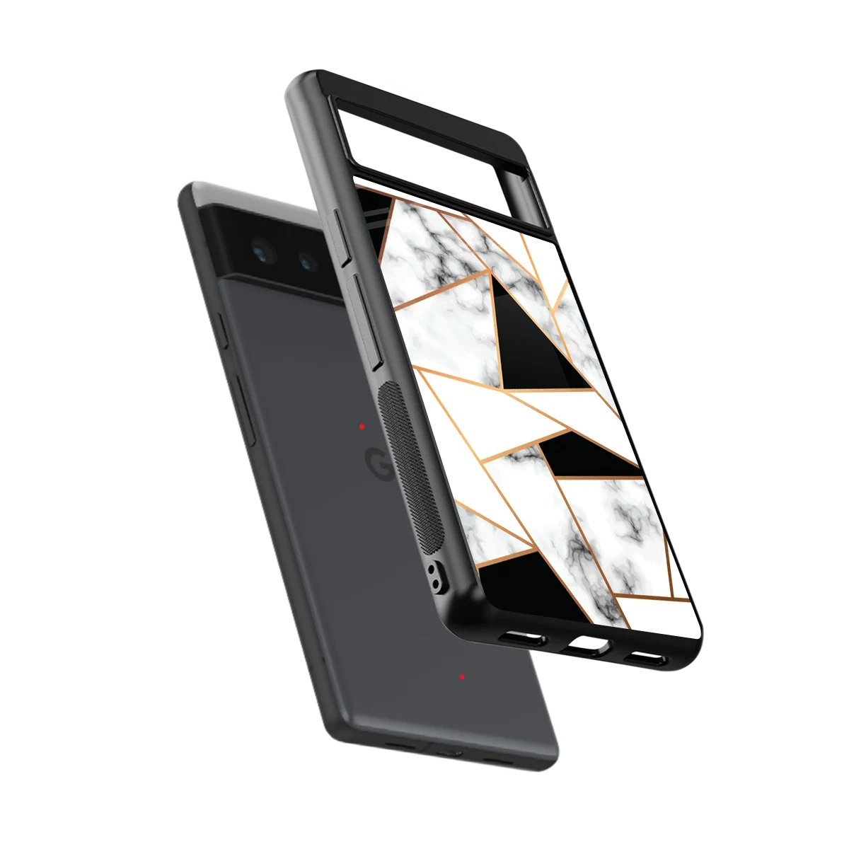 Monochrome Mosaic sleek google pixel 6 cover with tempered glass back and TPU edges
