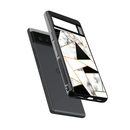 Monochrome Mosaic sleek google pixel 6a cover with tempered glass back and TPU edges