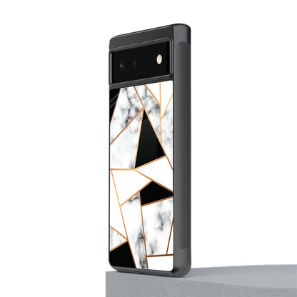 Monochrome Mosaic stylish phone case for google pixel 6a | glossy glass and slim fit