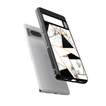 Monochrome Mosaic sleek google pixel 7 cover with tempered glass back and TPU edges