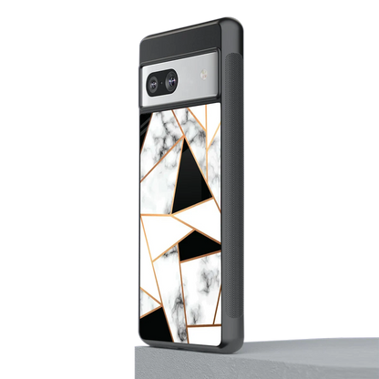 Monochrome Mosaic stylish phone case for google pixel 7a | glossy glass and slim fit