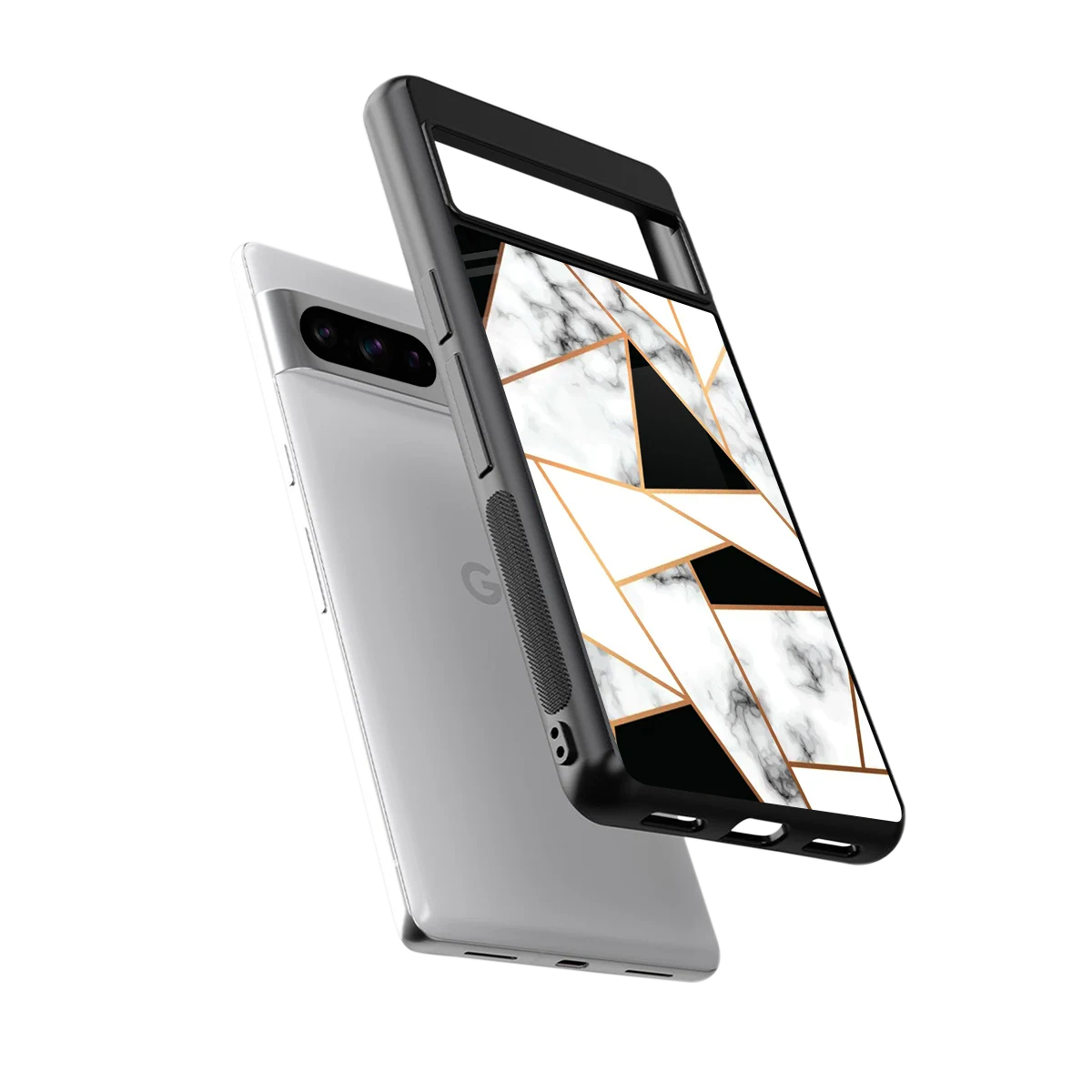 Monochrome Mosaic sleek google pixel 8 pro cover with tempered glass back and TPU edges