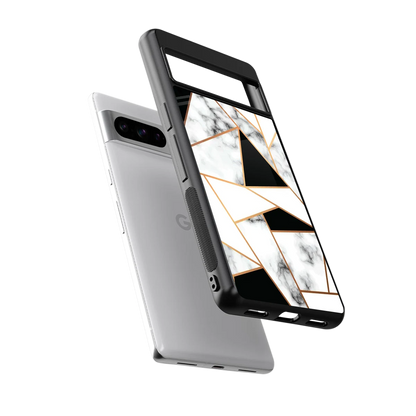 Monochrome Mosaic sleek google pixel 8 pro cover with tempered glass back and TPU edges