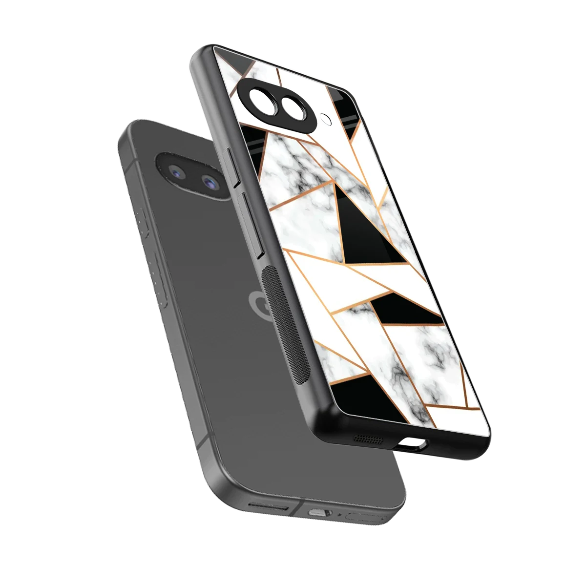 Monochrome Mosaic sleek google pixel 10a cover with tempered glass back and TPU edges