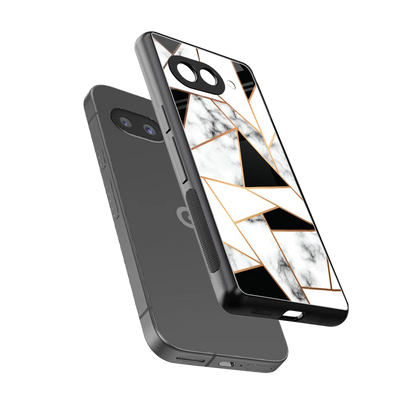 Monochrome Mosaic sleek google pixel 10a cover with tempered glass back and TPU edges