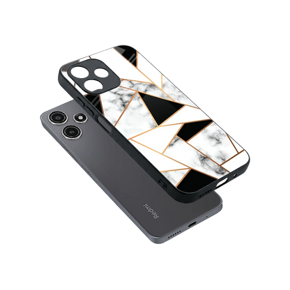 Monochrome Mosaic sleek redmi 12 5g cover with tempered glass back and TPU edges