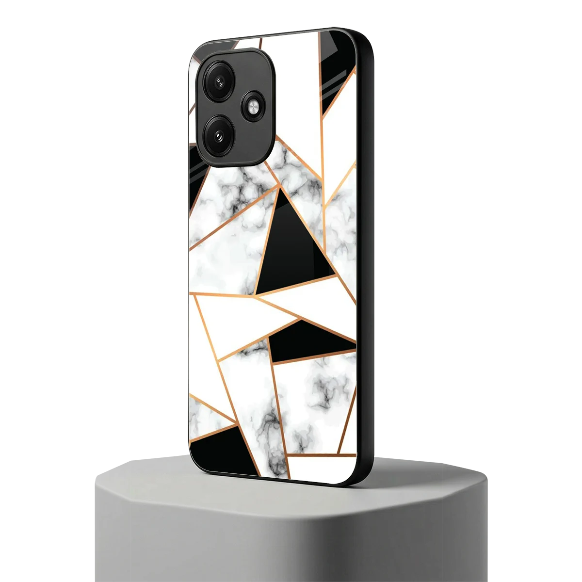 Monochrome Mosaic redmi 12 5g mobile cover | shockproof glass phone case
