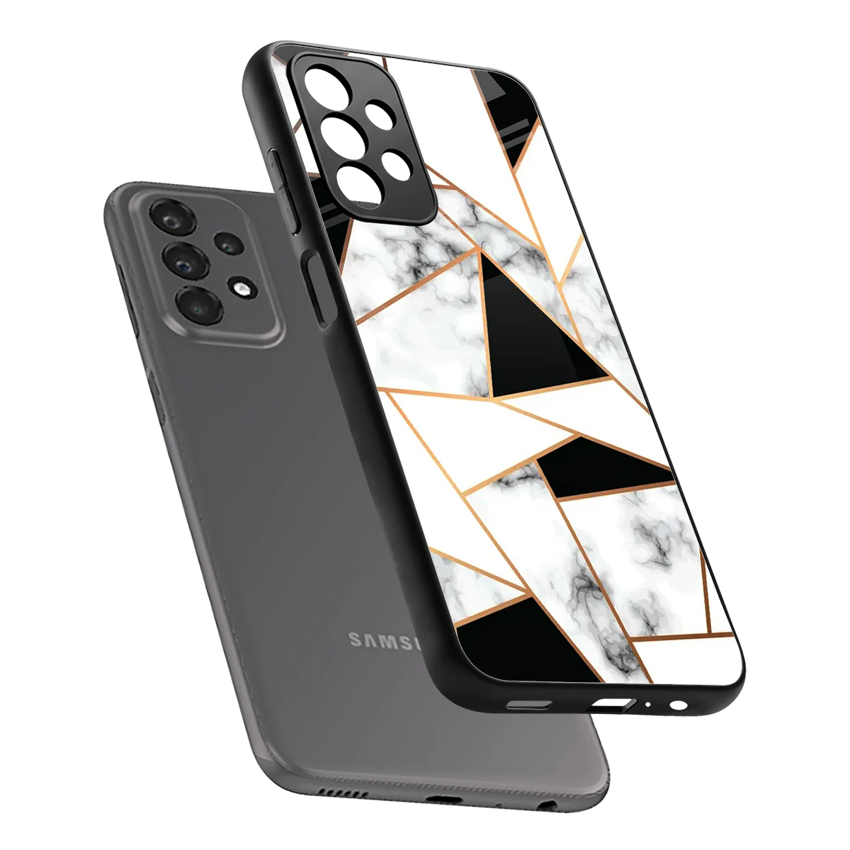 Monochrome Mosaic sleek samsung galaxy a23 cover with tempered glass back and TPU edges