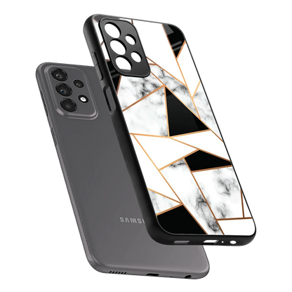 Monochrome Mosaic sleek samsung galaxy a23 cover with tempered glass back and TPU edges