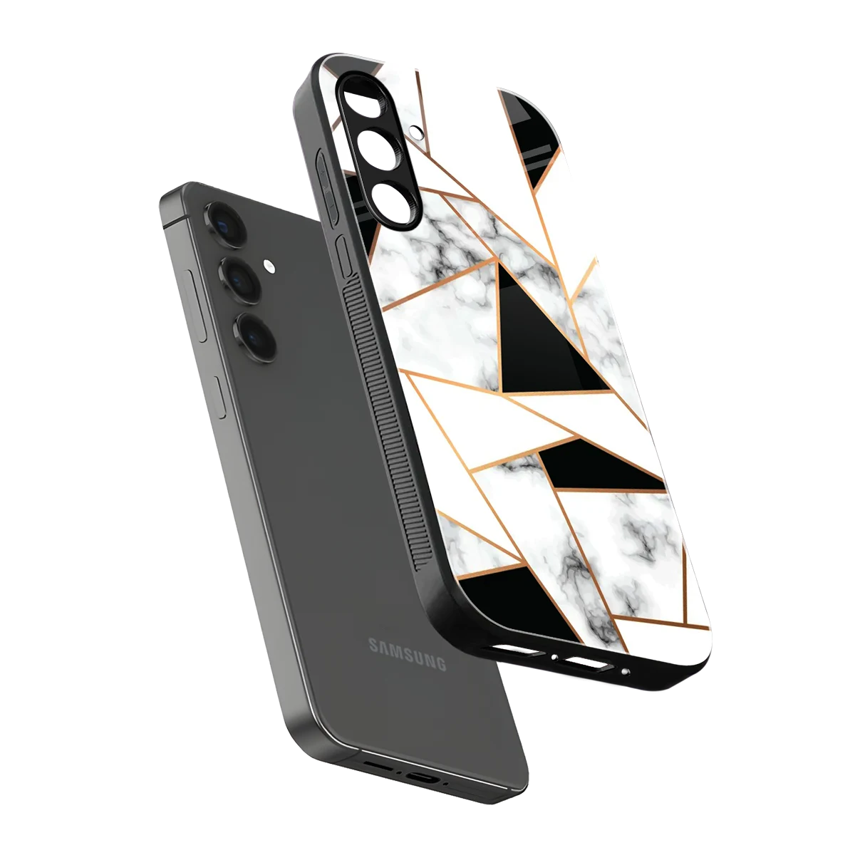 Monochrome Mosaic sleek samsung galaxy m35 5g cover with tempered glass back and TPU edges
