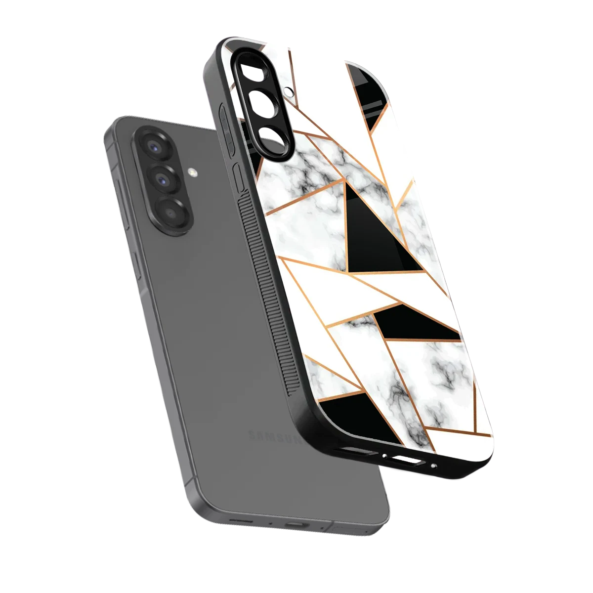 Monochrome Mosaic sleek samsung galaxy a17 5g cover with tempered glass back and TPU edges