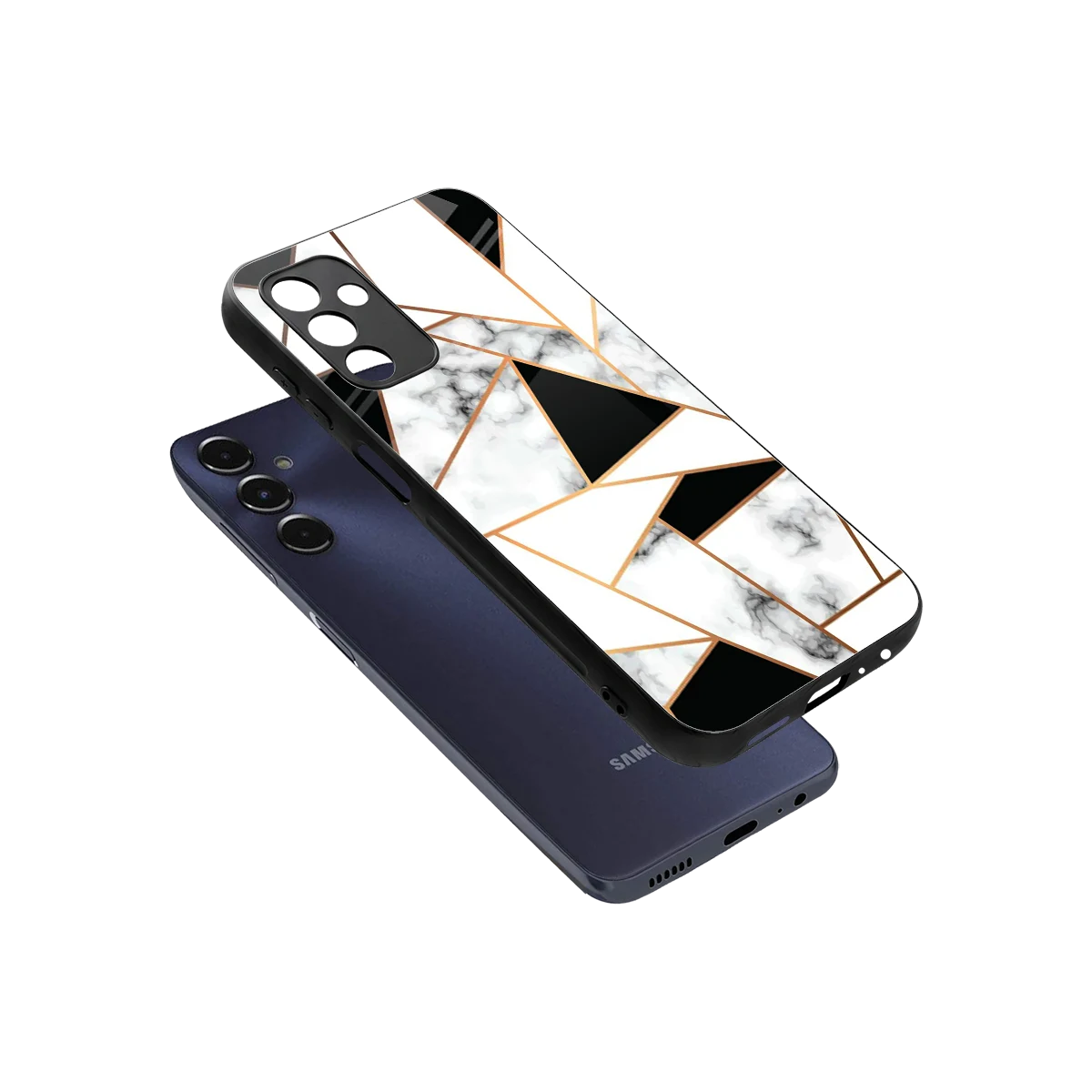 Monochrome Mosaic sleek samsung galaxy m14 5g cover with tempered glass back and TPU edges