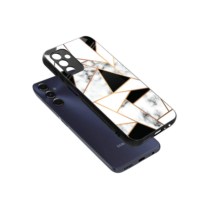 Monochrome Mosaic sleek samsung galaxy m14 5g cover with tempered glass back and TPU edges