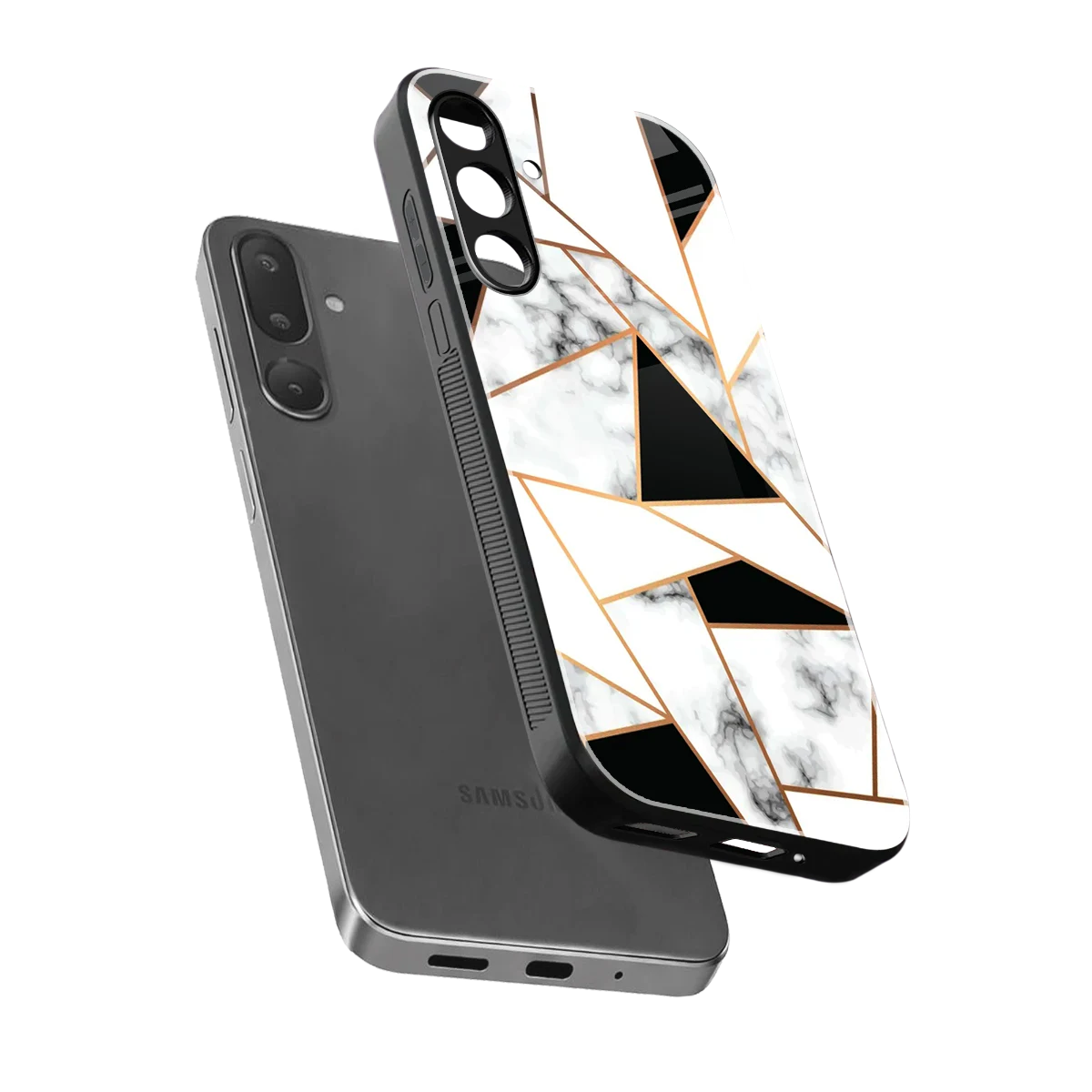 Monochrome Mosaic sleek samsung galaxy m16 5g cover with tempered glass back and TPU edges