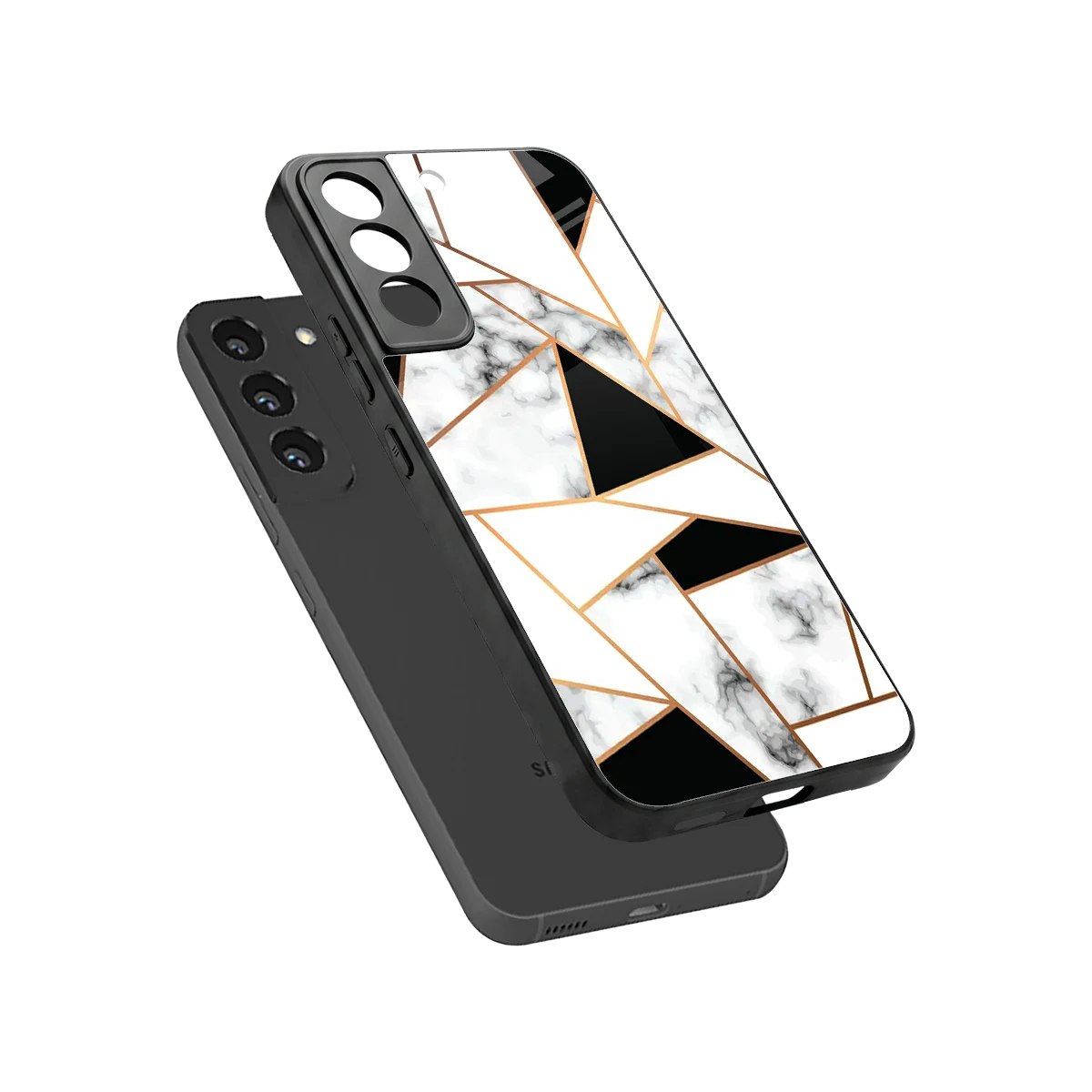 Monochrome Mosaic sleek samsung galaxy s22 cover with tempered glass back and TPU edges