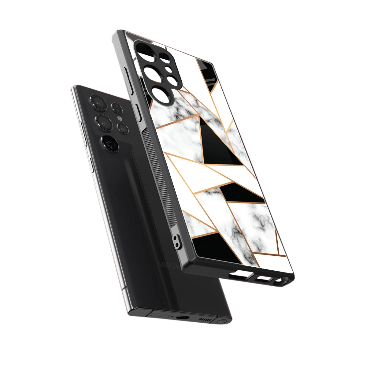 Monochrome Mosaic sleek samsung galaxy s24 ultra cover with tempered glass back and TPU edges