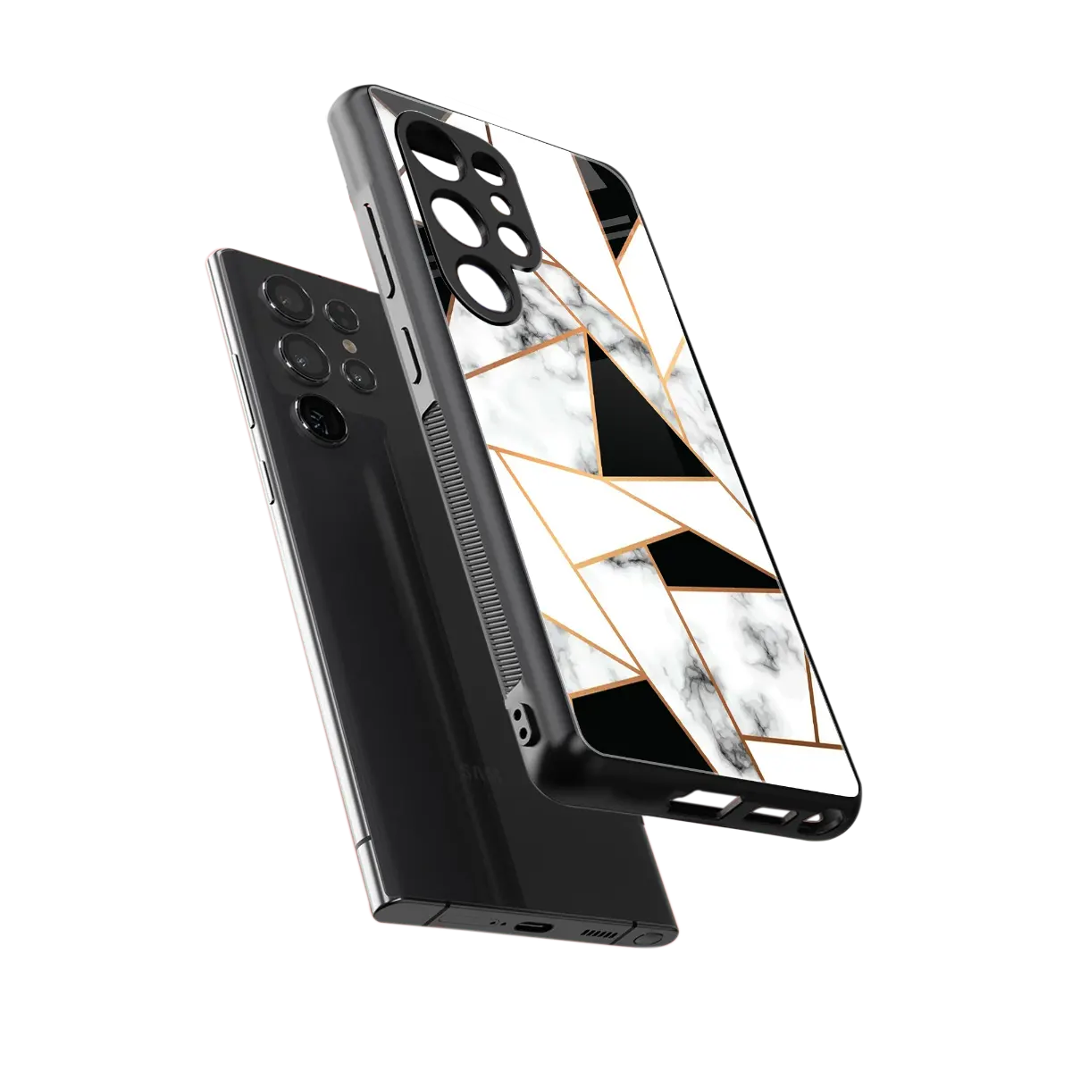 Monochrome Mosaic sleek samsung galaxy s25 ultra cover with tempered glass back and TPU edges