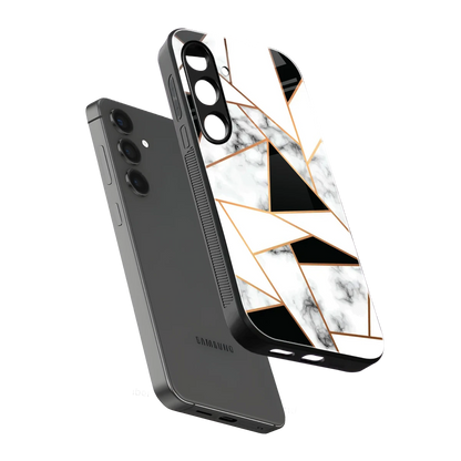 Monochrome Mosaic sleek samsung galaxy s25 cover with tempered glass back and TPU edges