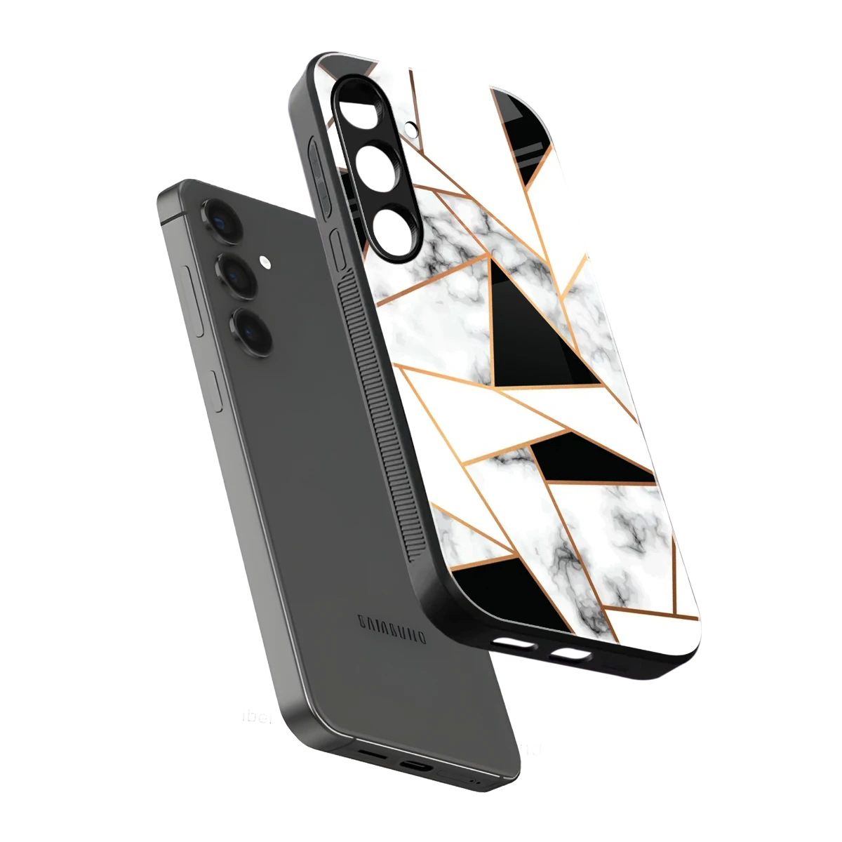 Monochrome Mosaic sleek samsung galaxy s24 cover with tempered glass back and TPU edges